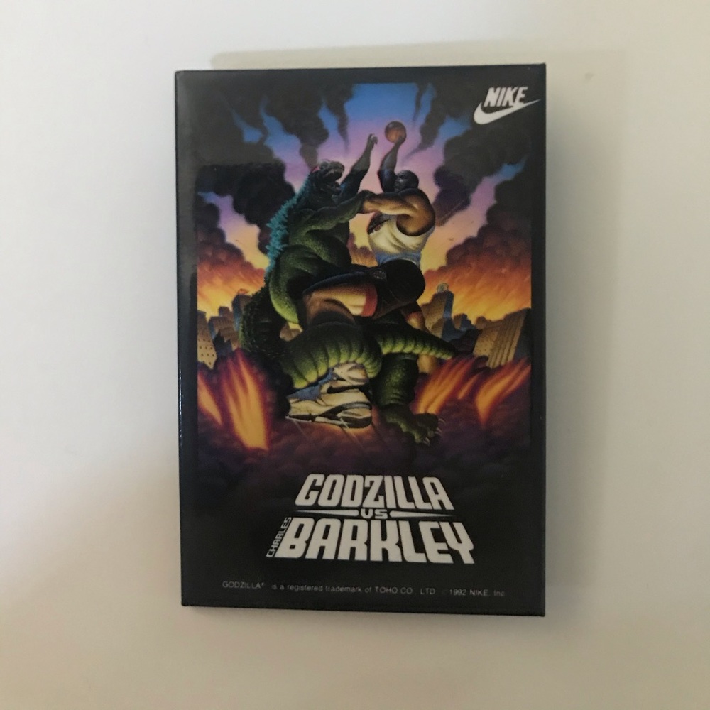 Vtg 1992‎ Barkley Godzilla Tokyo Clash Pin 3x2.